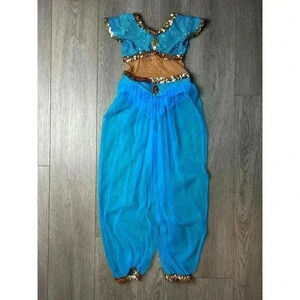 Girls Costume Genie Harem Sequin Belly Dance Outfit Beaded Sequins Kids Child 2T